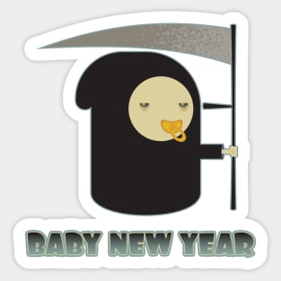 Grim Reaper Baby New Year Sticker